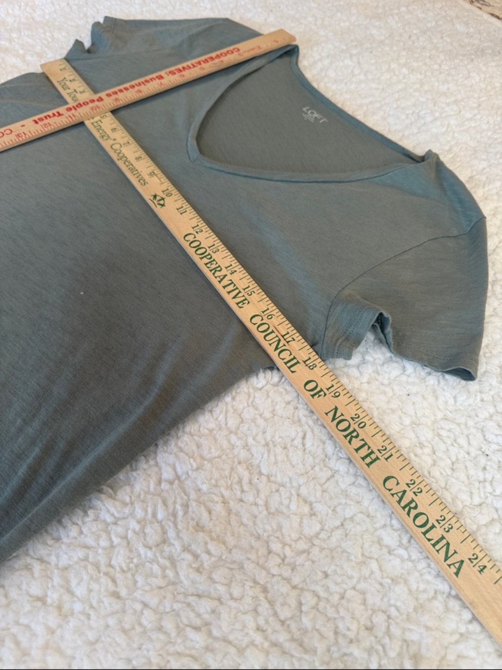 LOFT V-Neck Short Sleeve Tee in Muted Sage Green, size medium - Picture 6 of 8